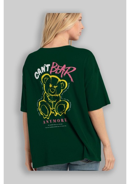 Cant Bear Anymore Arka Baskılı Zümrüt Yeşili Oversize T-Shirt Unisex Erkek Kadın Bisiklet Yaka fırsatları