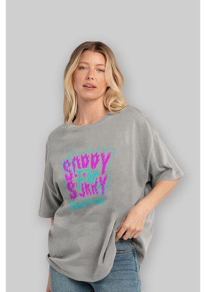 Sorry For Sorry Ön Baskılı Gri Oversize T-Shirt Unisex Erkek Kadın Bisiklet Yaka fırsatları