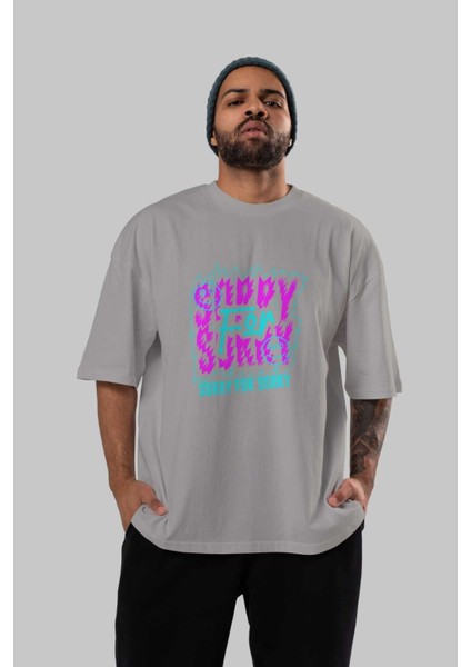 Sorry For Sorry Ön Baskılı Gri Oversize T-Shirt Unisex Erkek Kadın Bisiklet Yaka indirimleri