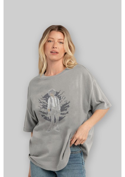 Pubg Ön Baskılı Gri Oversize T-Shirt Unisex Erkek Kadın Bisiklet Yaka fırsatları