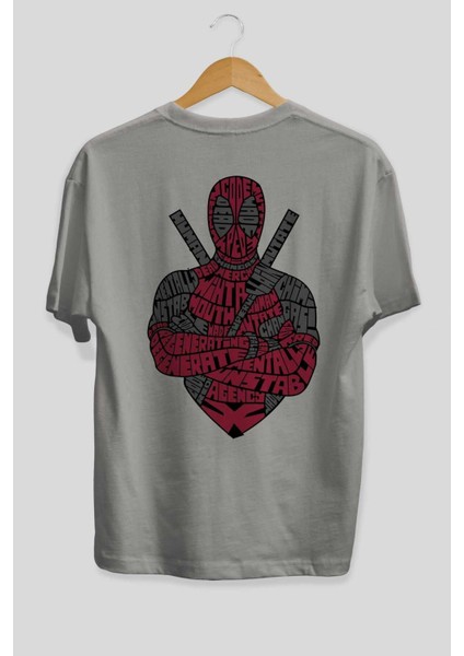 Dead Red Arka Baskılı Gri Oversize T-Shirt Unisex Erkek Kadın Bisiklet Yaka fiyatları