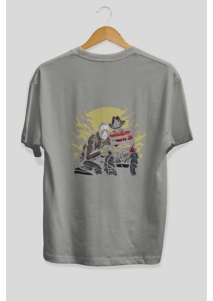 Dark Gamers Arka Baskılı Gri Oversize T-Shirt Unisex Erkek Kadın Bisiklet Yaka fiyatları