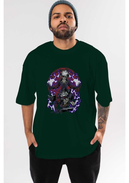 Black Clover Devıl Unıon Anime Ön Baskılı Zümrüt Yeşili Oversize T-Shirt Erkek Kadın