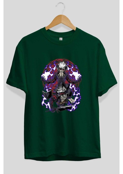 Black Clover Devıl Unıon Anime Ön Baskılı Zümrüt Yeşili Oversize T-Shirt Erkek Kadın fiyatları