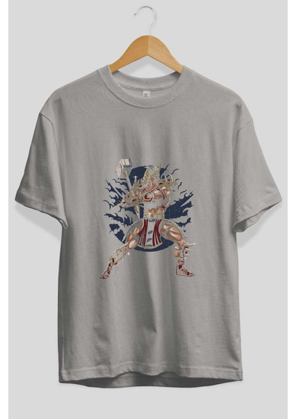 Emperor Ön Baskılı Gri Oversize T-Shirt Unisex Erkek Kadın Bisiklet Yaka fiyatları