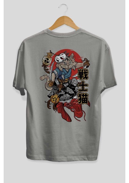 Trıbal (2) Anime Arka Baskılı Gri Oversize T-Shirt %100 Pamuk Erkek Kadın fiyatları