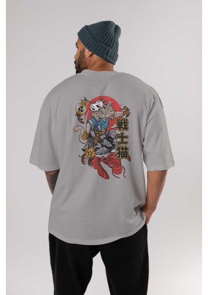 Trıbal (2) Anime Arka Baskılı Gri Oversize T-Shirt %100 Pamuk Erkek Kadın fırsatları