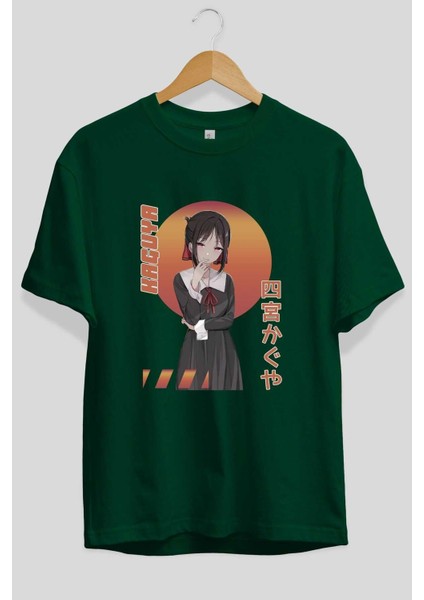 Kaguya Shinomiya 5 Anime Ön Baskılı Zümrüt Yeşili Oversize T-Shirt Erkek Kadın fiyatları
