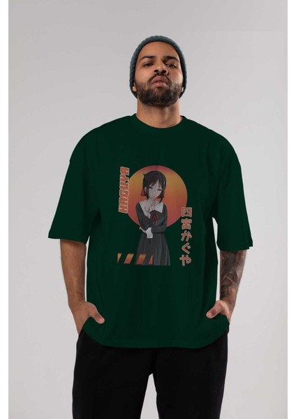 Kaguya Shinomiya 5 Anime Ön Baskılı Zümrüt Yeşili Oversize T-Shirt Erkek Kadın indirimleri