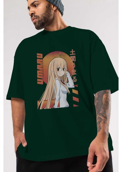 Umaru Doma 5 Anime Ön Baskılı Zümrüt Yeşili Oversize T-Shirt Erkek Kadın modelleri