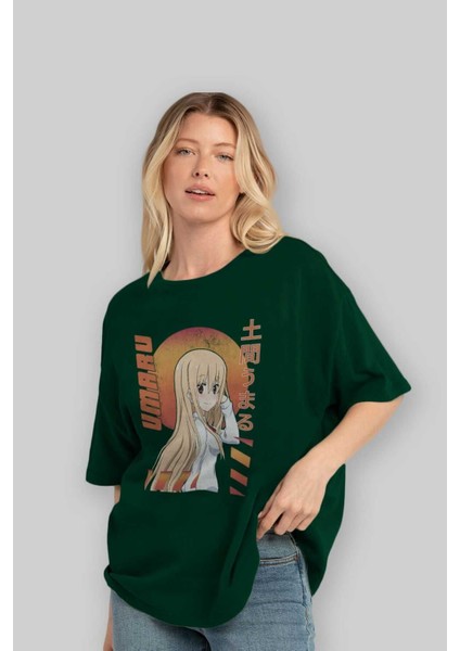 Umaru Doma 5 Anime Ön Baskılı Zümrüt Yeşili Oversize T-Shirt Erkek Kadın fırsatları
