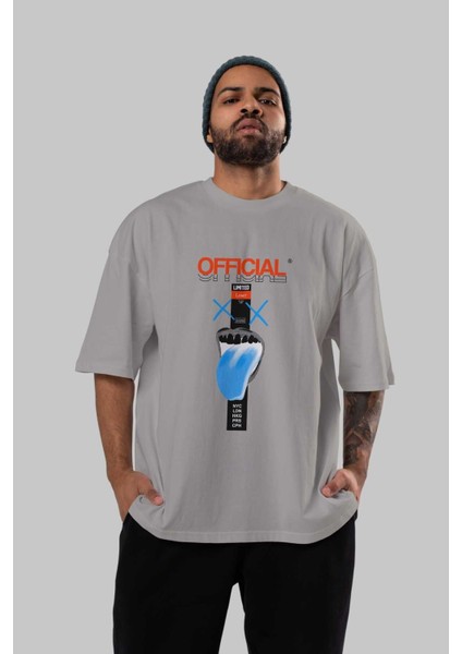 Official Loser Ön Baskılı Gri Oversize T-Shirt Unisex Erkek Kadın Bisiklet Yaka indirimleri