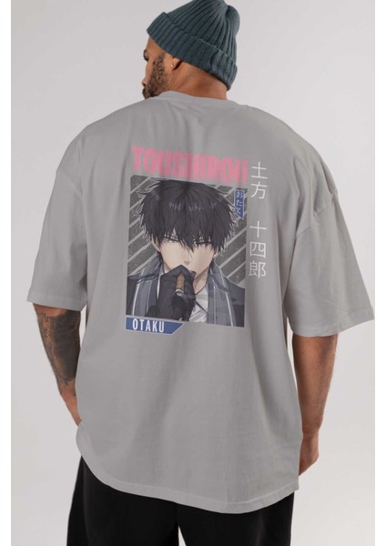 Toushirou Hijikata 2 Anime Arka Baskılı Gri Oversize T-Shirt %100 Pamuk Erkek Kadın indirimleri
