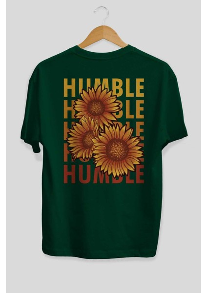 Humble 2 Arka Baskılı Zümrüt Yeşili Oversize T-Shirt Unisex Erkek Kadın Bisiklet Yaka fiyatları