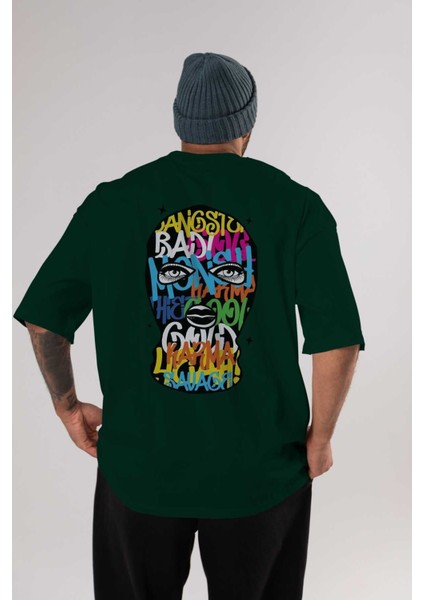 Karma Savage Arka Baskılı Zümrüt Yeşili Oversize T-Shirt Unisex Erkek Kadın Bisiklet Yaka
