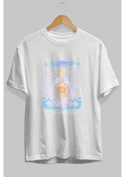Naruto (8) Anime Ön Baskılı Beyaz Oversize T-Shirt Erkek Kadın fiyatları