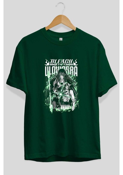 Bleach(Ulquıarra) Anime Ön Baskılı Zümrüt Yeşili Oversize T-Shirt Erkek Kadın fiyatları