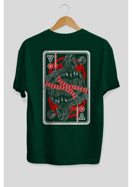 King Of The Darkside Arka Baskılı Zümrüt Yeşili Oversize T-Shirt Unisex Erkek Kadın Bisiklet Yaka fiyatları