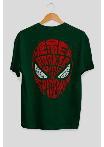 Spiderman Arka Baskılı Zümrüt Yeşili Oversize T-Shirt Erkek Kadın fiyatları