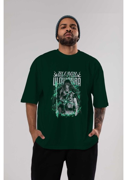 Bleach(Ulquıarra) Anime Ön Baskılı Zümrüt Yeşili Oversize T-Shirt Erkek Kadın indirimleri