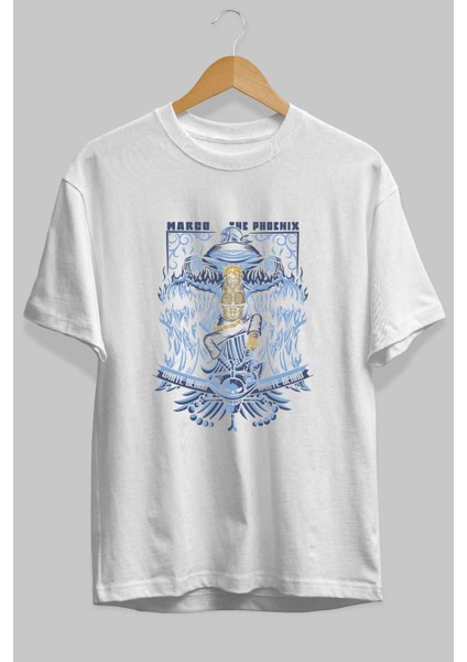 Marco El Fenıx One Piece Anime Ön Baskılı Beyaz Oversize T-Shirt Erkek Kadın fiyatları