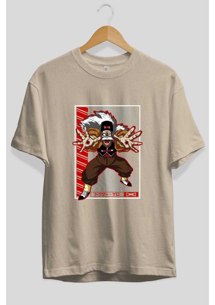 Dragonball Drmakigero Anime Ön Baskılı Bej Oversize T-Shirt Erkek Kadın fiyatları