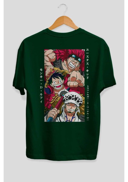 Super Novas One Piece Anime Arka Baskılı Zümrüt Yeşili Oversize T-Shirt Pamuk Erkek Kadın fiyatları