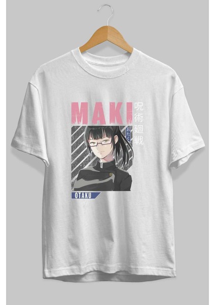 Maki Zenin Chaınsawman 1 Anime Ön Baskılı Beyaz Oversize T-Shirt Erkek Kadın fiyatları