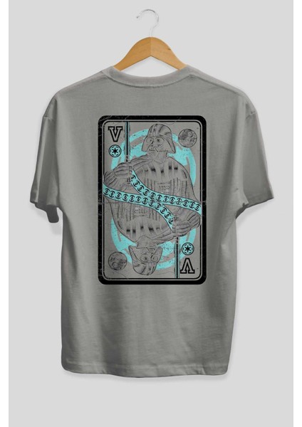 King Of The Darkside Arka Baskılı Gri Oversize T-Shirt Unisex Erkek Kadın Bisiklet Yaka fiyatları