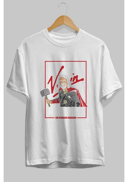 Richard Bronson Thor Ön Baskılı Beyaz Oversize T-Shirt Erkek Kadın Bisiklet Yaka fiyatları