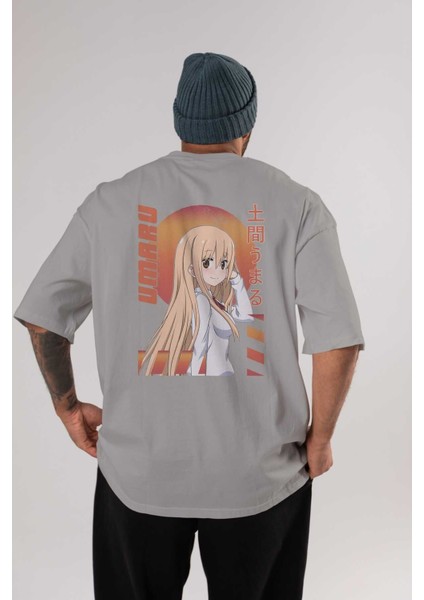 Umaru Doma 5 Anime Arka Baskılı Gri Oversize T-Shirt %100 Pamuk Erkek Kadın
