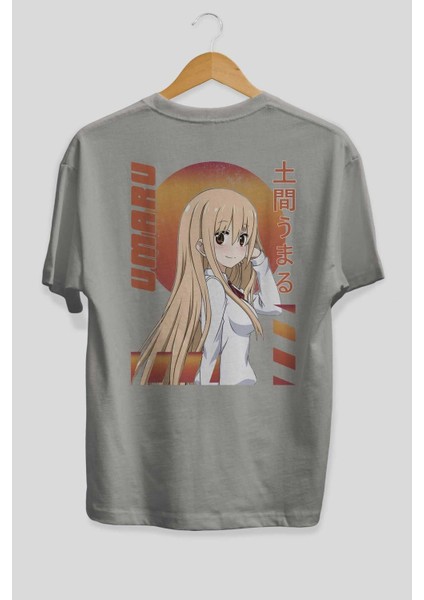 Umaru Doma 5 Anime Arka Baskılı Gri Oversize T-Shirt %100 Pamuk Erkek Kadın fiyatları