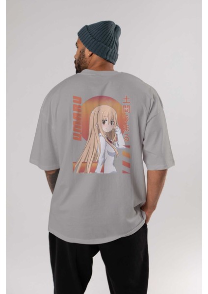 Umaru Doma 5 Anime Arka Baskılı Gri Oversize T-Shirt %100 Pamuk Erkek Kadın fırsatları