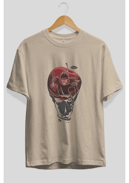 Death Note -Ryuk Anime Ön Baskılı Bej Oversize T-Shirt Erkek Kadın fiyatları