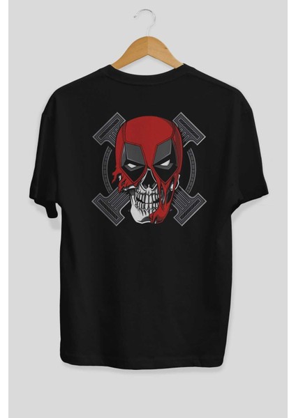 Deadpool (7) Arka Baskılı Siyah Oversize T-Shirt Bisiklet Yaka Pamuk Erkek Kadın fiyatları