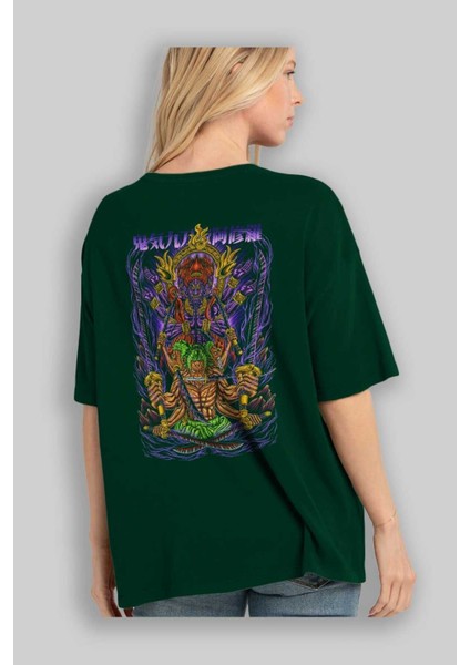 Roronoa Zoro 2 Anime Arka Baskılı Zümrüt Yeşili Oversize T-Shirt Pamuk Erkek Kadın fırsatları