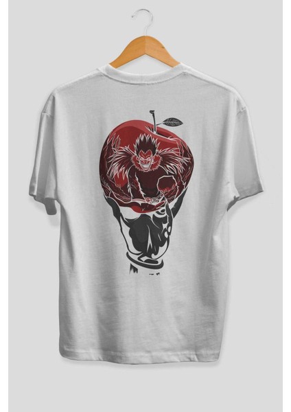 Death Note -Ryuk Anime Arka Baskılı Beyaz Oversize T-Shirt Pamuk Erkek Kadın fiyatları