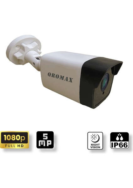 Qromax 3 Kameralı Set - Hareket Algılayan Gece Görüşlü 5 MP Sony Lensli FullHD Güvenlik Kamerası Seti 5136-9004