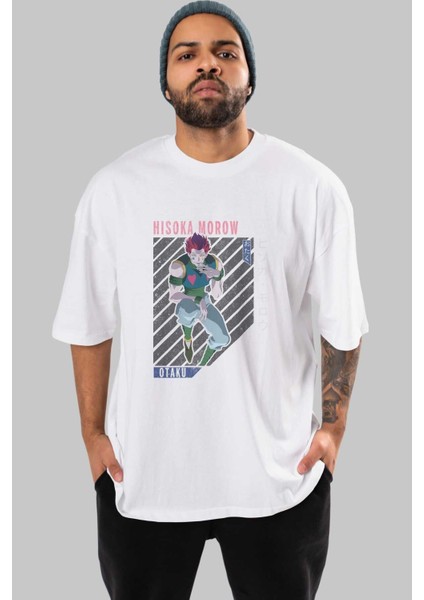 Hisoka Morow 2 2 Anime Ön Baskılı Beyaz Oversize T-Shirt Erkek Kadın