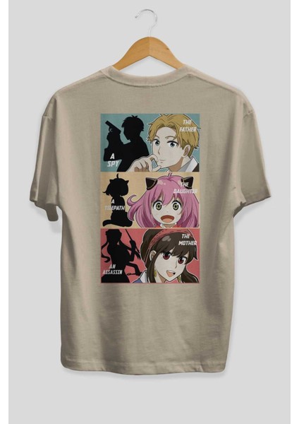 Spy x Famıly Anime Arka Baskılı Bej Oversize T-Shirt %100 Pamuk Erkek Kadın fiyatları