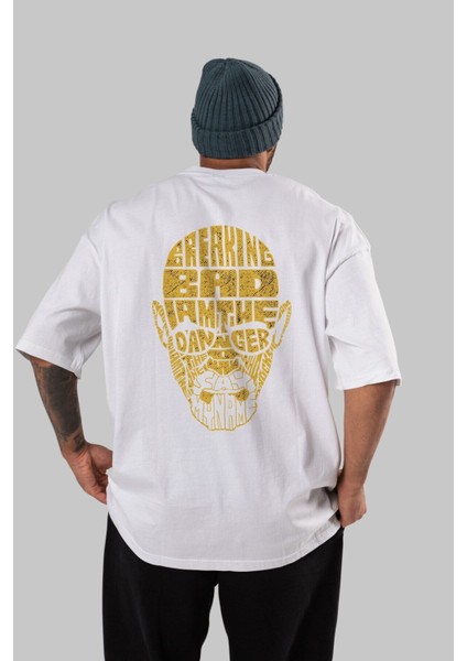 Breaking Bad Arka Baskılı Beyaz Oversize T-Shirt Erkek Kadın Bisiklet Yaka