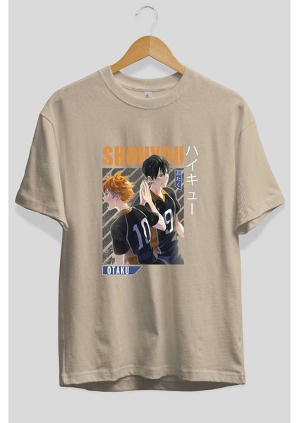 Shouyou Hinata 12 Anime Ön Baskılı Bej Oversize T-Shirt Erkek Kadın fiyatları