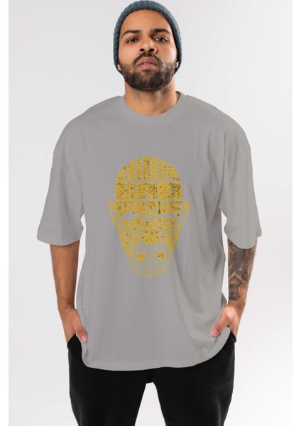 Breaking Bad Ön Baskılı Gri Oversize T-Shirt Unisex Erkek Kadın Bisiklet Yaka