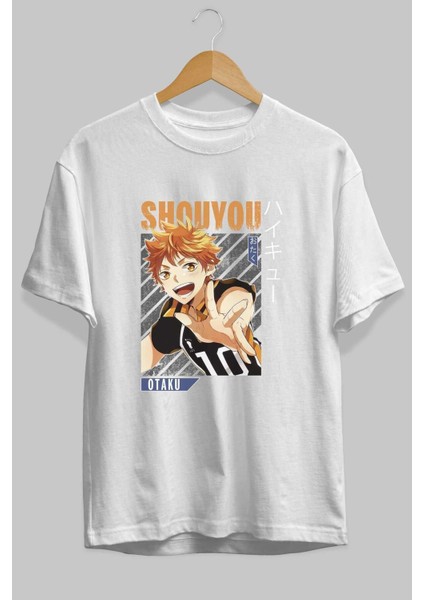 Shouyou Hinata 9 Anime Ön Baskılı Beyaz Oversize T-Shirt Erkek Kadın fiyatları