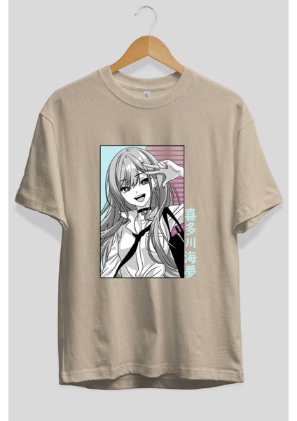 Marin Kitagawa 1 Anime Ön Baskılı Bej Oversize T-Shirt Erkek Kadın fiyatları