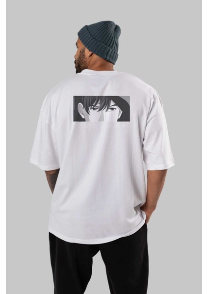 Wen-Li Yang 1 Anime Arka Baskılı Beyaz Oversize T-Shirt Pamuk Erkek Kadın fırsatları