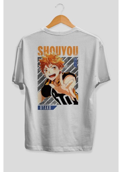 Shouyou Hinata 9 Anime Arka Baskılı Beyaz Oversize T-Shirt Pamuk Erkek Kadın fiyatları