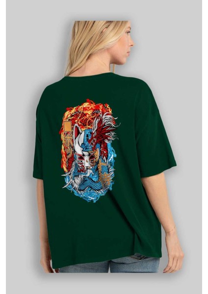 One Pıece (7) Anime Arka Baskılı Zümrüt Yeşili Oversize T-Shirt Pamuk Erkek Kadın fırsatları