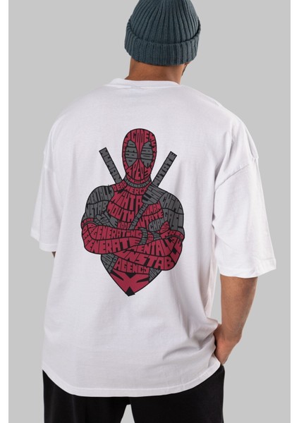 Dead Red Arka Baskılı Beyaz Oversize T-Shirt Erkek Kadın Bisiklet Yaka fırsatları