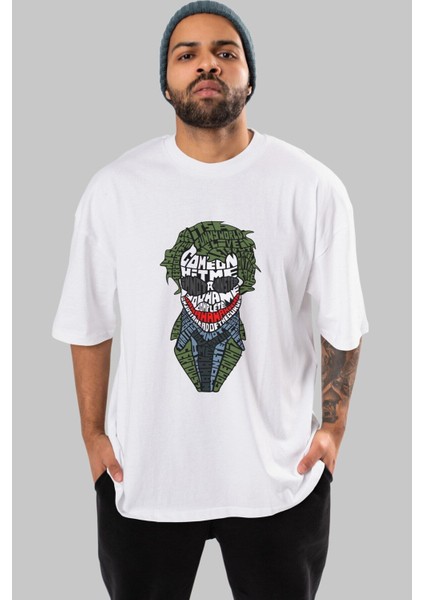 Why So Serious Ön Baskılı Beyaz Oversize T-Shirt Erkek Kadın Bisiklet Yaka indirimleri